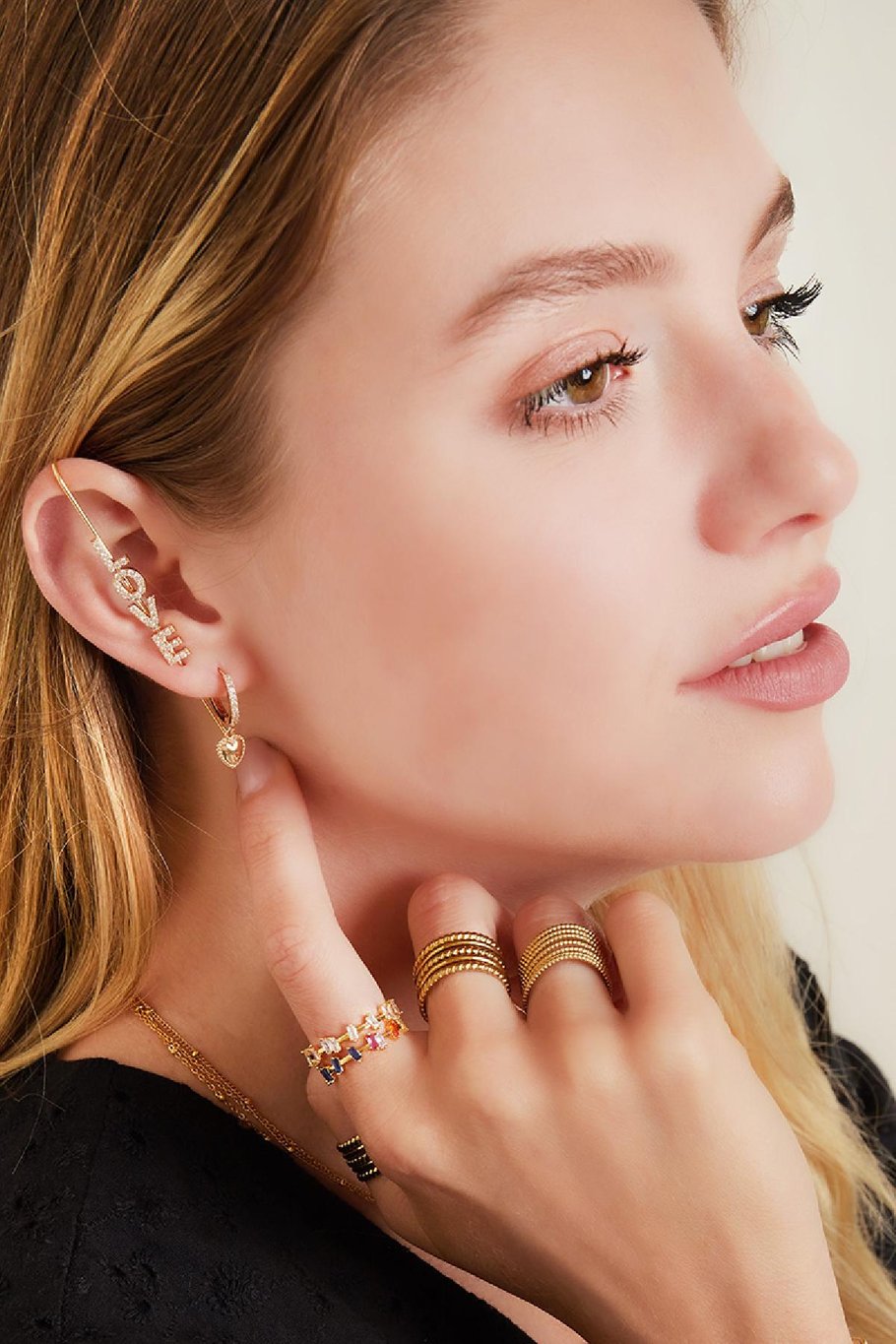 Oorcrawler Love Goud kleur Koper Afbeelding3